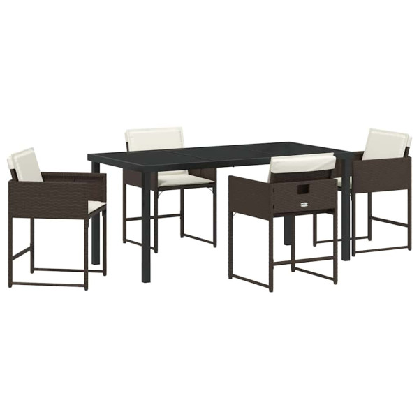 Conjunto de Comedor de Jardín 5 pcs Marrón ratán sintético M 2