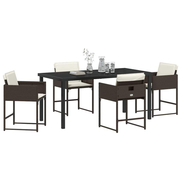 Conjunto de Comedor de Jardín 5 pcs Marrón ratán sintético M 3