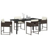 Conjunto de Comedor de Jardín 5 pcs Marrón ratán sintético 3