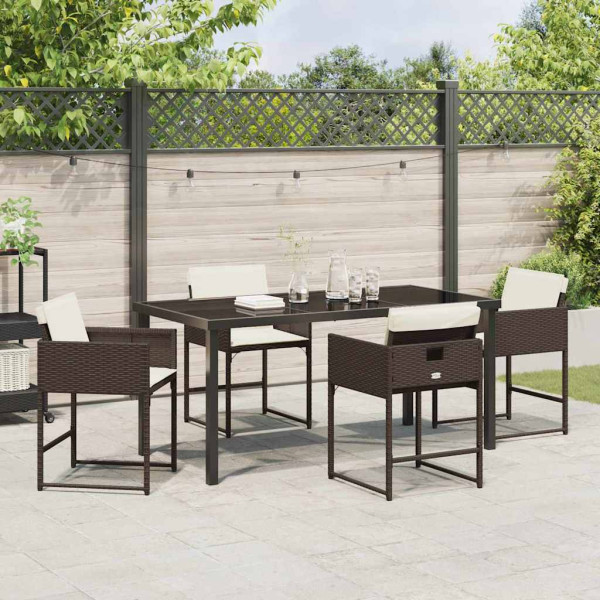 Conjunto de Comedor de Jardín 5 pcs Marrón ratán sintético M 4