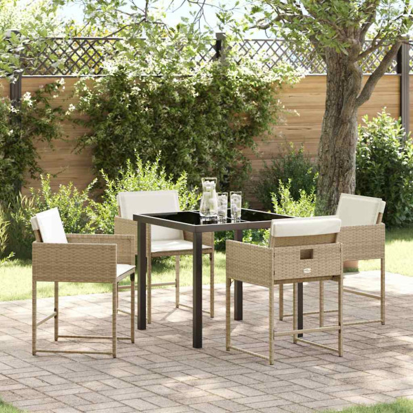 Conjunto de Comedor de Jardín 5 pcs Beige ratán sintético D