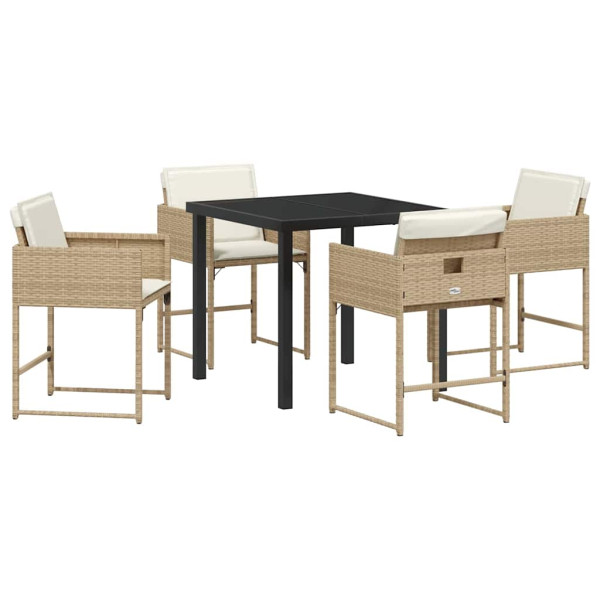Conjunto de Comedor de Jardín 5 pcs Beige ratán sintético M 2