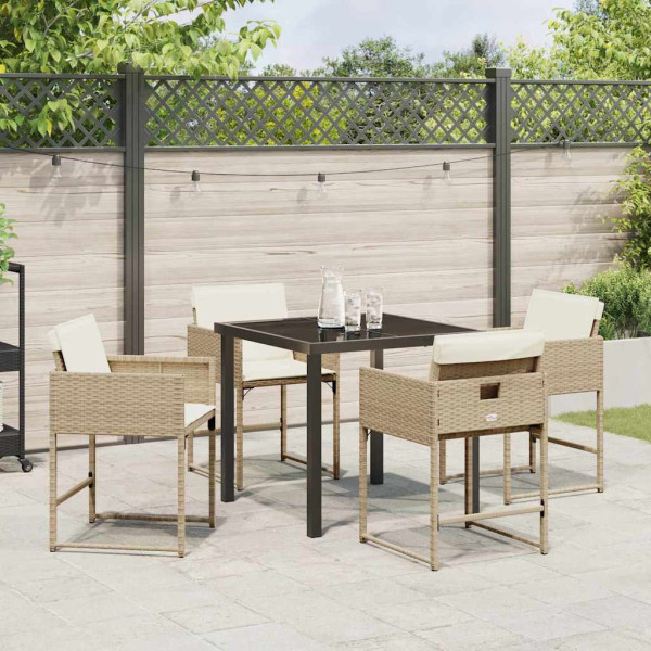 Conjunto de Comedor de Jardín 5 pcs Beige ratán sintético M 4