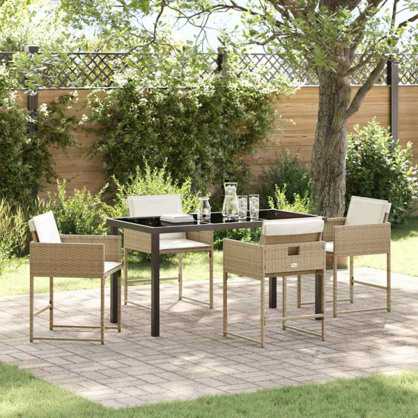 Conjunto de Comedor de Jardín 5 pcs Beige ratán sintético D