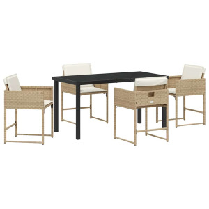 Conjunto de Comedor de Jardín 5 pcs Beige ratán sintético H