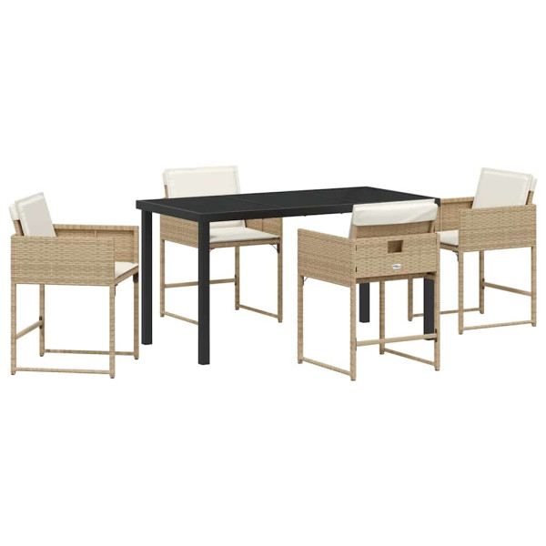 Conjunto de Comedor de Jardín 5 pcs Beige ratán sintético M 2