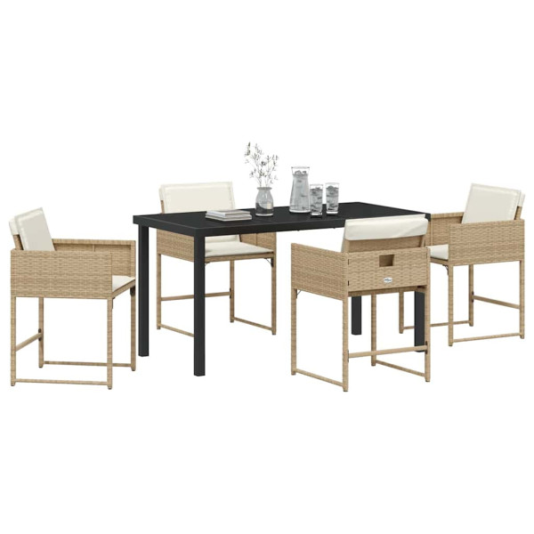 Conjunto de Comedor de Jardín 5 pcs Beige ratán sintético M 3