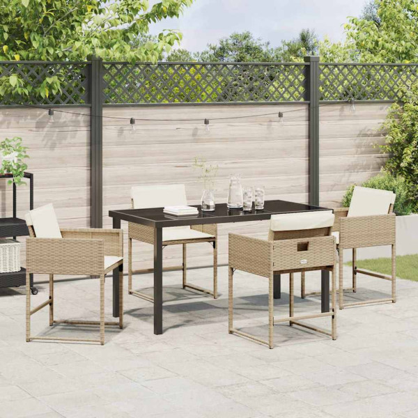 Conjunto de Comedor de Jardín 5 pcs Beige ratán sintético M 4