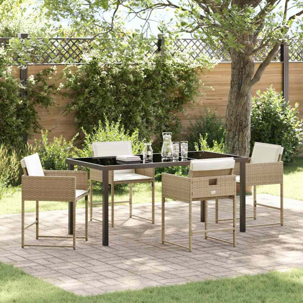 Conjunto de Comedor de Jardín 5 pcs Beige ratán sintético D