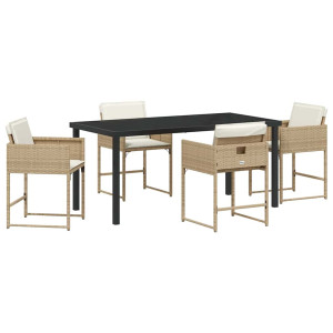 Conjunto de Comedor de Jardín 5 pcs Beige ratán sintético H