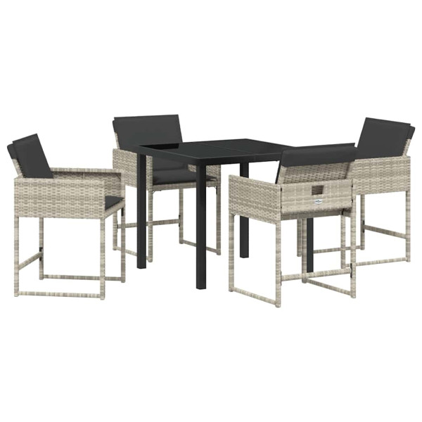Conjunto de Comedor de Jardín 5 pcs Gris Claro ratán sintético M 2