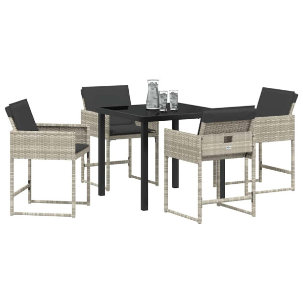 Conjunto de Comedor de Jardín 5 pcs Gris Claro ratán sintético M 3
