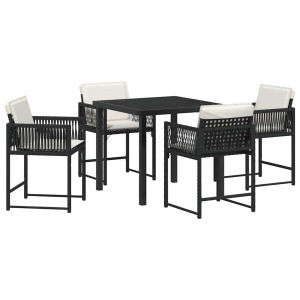 Conjunto de Comedor de Jardín 5 pcs Negro ratán sintético H