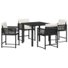 Conjunto de Comedor de Jardín 5 pcs Negro ratán sintético 2