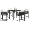 Conjunto de Comedor de Jardín 5 pcs Negro ratán sintético 3