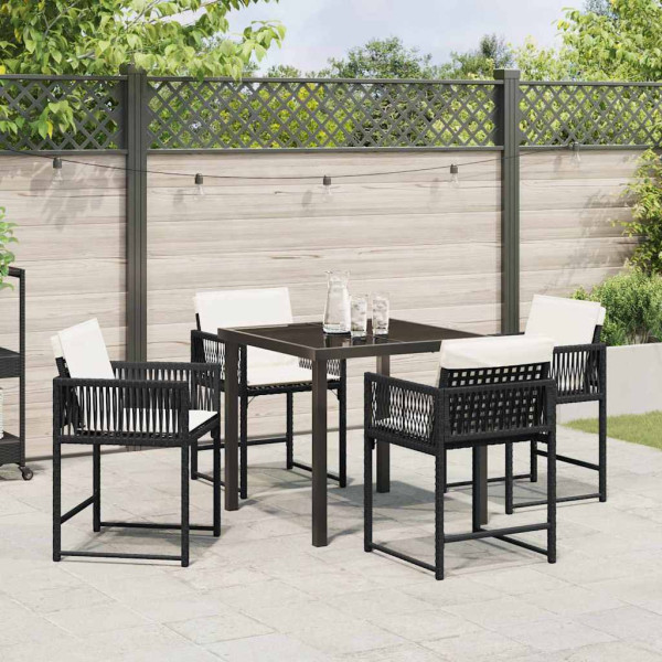 Conjunto de Comedor de Jardín 5 pcs Negro ratán sintético M 4