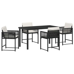 Conjunto de Comedor de Jardín 5 pcs Negro ratán sintético H