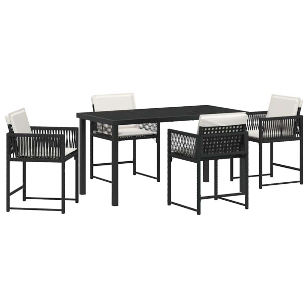 Conjunto de Comedor de Jardín 5 pcs Negro ratán sintético M 2