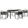 Conjunto de Comedor de Jardín 5 pcs Negro ratán sintético 2