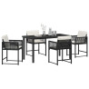 Conjunto de Comedor de Jardín 5 pcs Negro ratán sintético 3