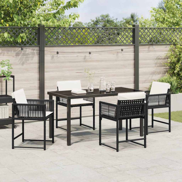 Conjunto de Comedor de Jardín 5 pcs Negro ratán sintético M 4