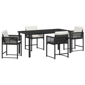 Conjunto de Comedor de Jardín 5 pcs Negro ratán sintético H