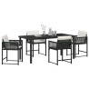 Conjunto de Comedor de Jardín 5 pcs Negro ratán sintético 3