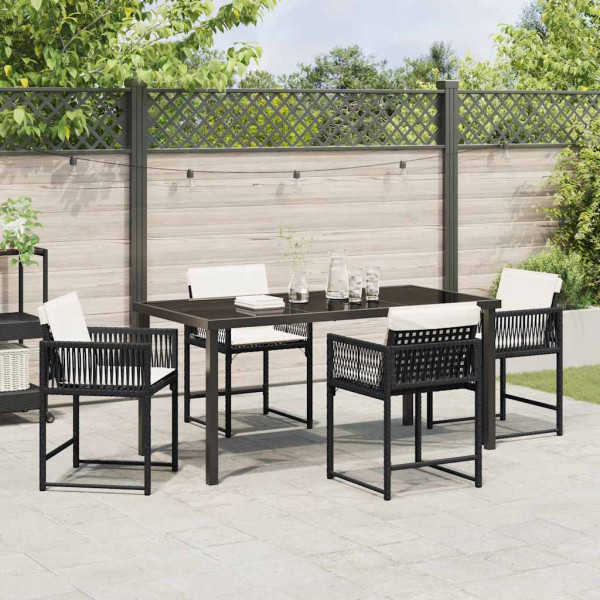 Conjunto de Comedor de Jardín 5 pcs Negro ratán sintético M 4