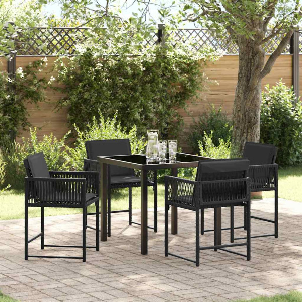 Conjunto de Comedor de Jardín 5 pcs Negro ratán sintético D