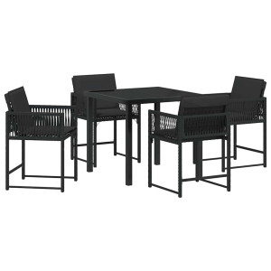 Conjunto de Comedor de Jardín 5 pcs Negro ratán sintético H