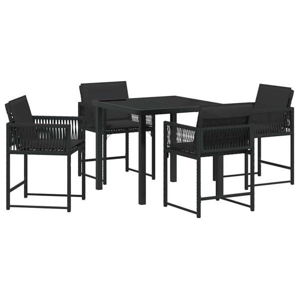 Conjunto de Comedor de Jardín 5 pcs Negro ratán sintético M 2