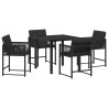 Conjunto de Comedor de Jardín 5 pcs Negro ratán sintético 2