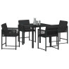 Conjunto de Comedor de Jardín 5 pcs Negro ratán sintético 3