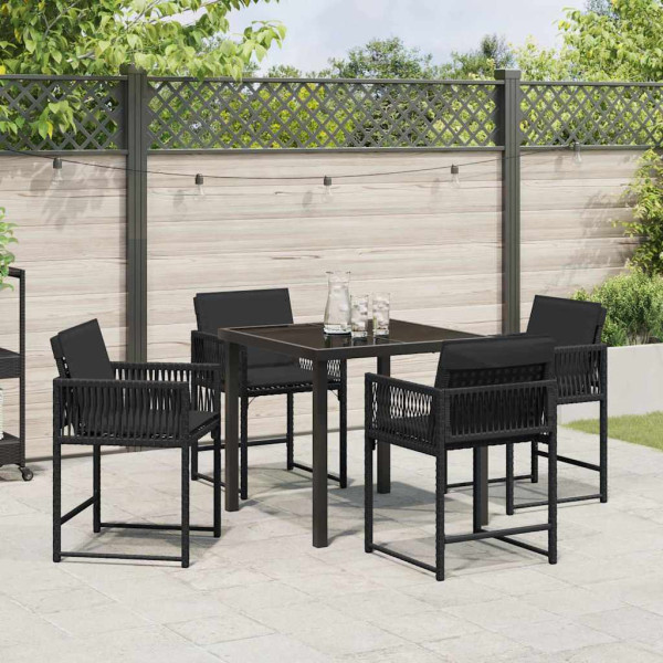 Conjunto de Comedor de Jardín 5 pcs Negro ratán sintético M 4