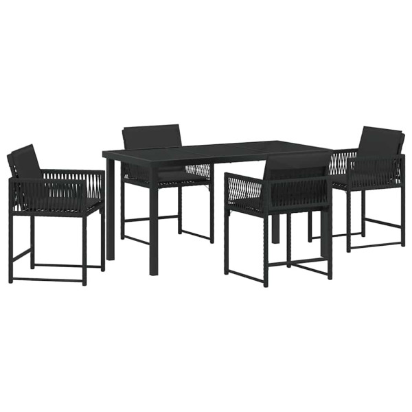 Conjunto de Comedor de Jardín 5 pcs Negro ratán sintético M 2