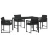 Conjunto de Comedor de Jardín 5 pcs Negro ratán sintético 2