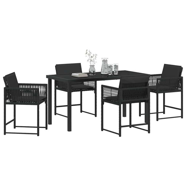 Conjunto de Comedor de Jardín 5 pcs Negro ratán sintético M 3