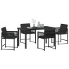 Conjunto de Comedor de Jardín 5 pcs Negro ratán sintético 3