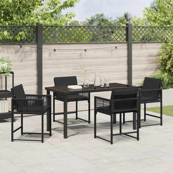 Conjunto de Comedor de Jardín 5 pcs Negro ratán sintético M 4