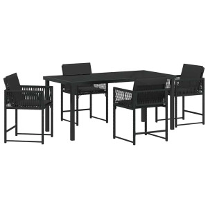 Conjunto de Comedor de Jardín 5 pcs Negro ratán sintético H