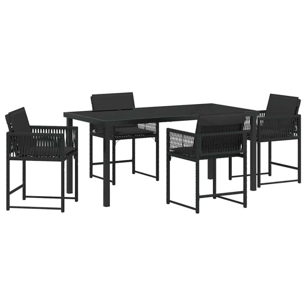 Conjunto de Comedor de Jardín 5 pcs Negro ratán sintético M 2