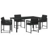 Conjunto de Comedor de Jardín 5 pcs Negro ratán sintético 2