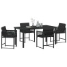 Conjunto de Comedor de Jardín 5 pcs Negro ratán sintético 3