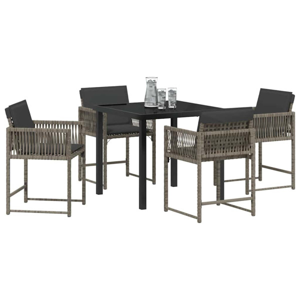 Conjunto de Comedor de Jardín 5 pcs Gris ratán sintético M 3