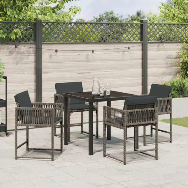 Conjunto de Comedor de Jardín 5 pcs Gris ratán sintético M 4