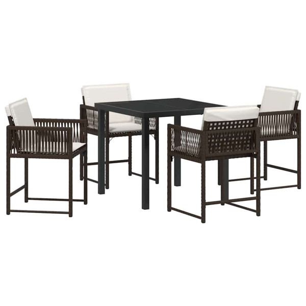 Conjunto de Comedor de Jardín 5 pcs Marrón ratán sintético M 2