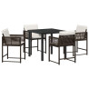 Conjunto de Comedor de Jardín 5 pcs Marrón ratán sintético 2