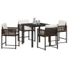 Conjunto de Comedor de Jardín 5 pcs Marrón ratán sintético 3