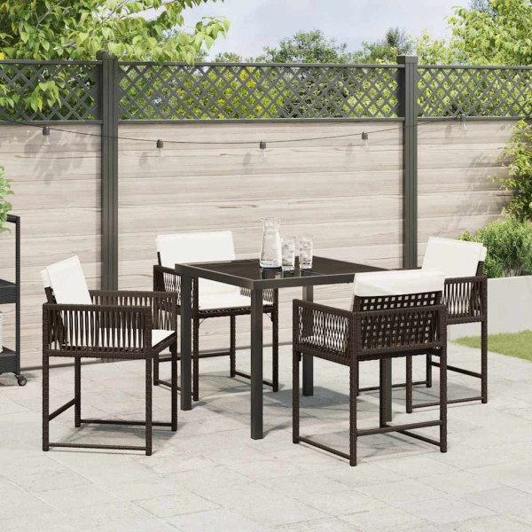 Conjunto de Comedor de Jardín 5 pcs Marrón ratán sintético M 4