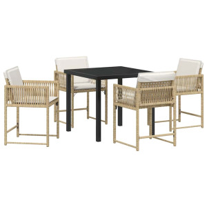 Conjunto de Comedor de Jardín 5 pcs Beige ratán sintético H